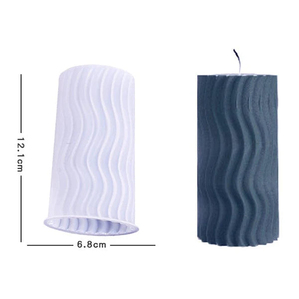 3D Cylinder Stripe Wave Candle Mould