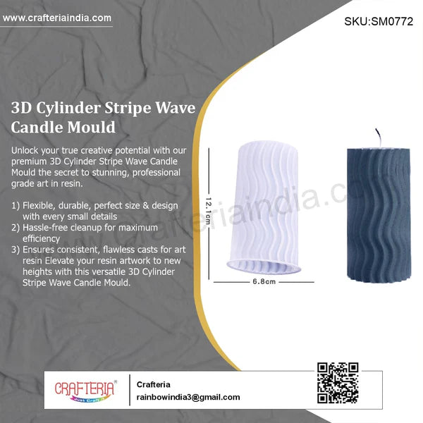 3D Cylinder Stripe Wave Candle Mould