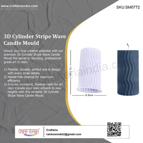 3D Cylinder Stripe Wave Candle Mould