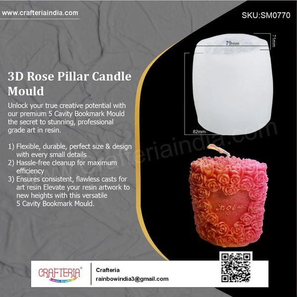 3D Rose Pillar Candle Mould