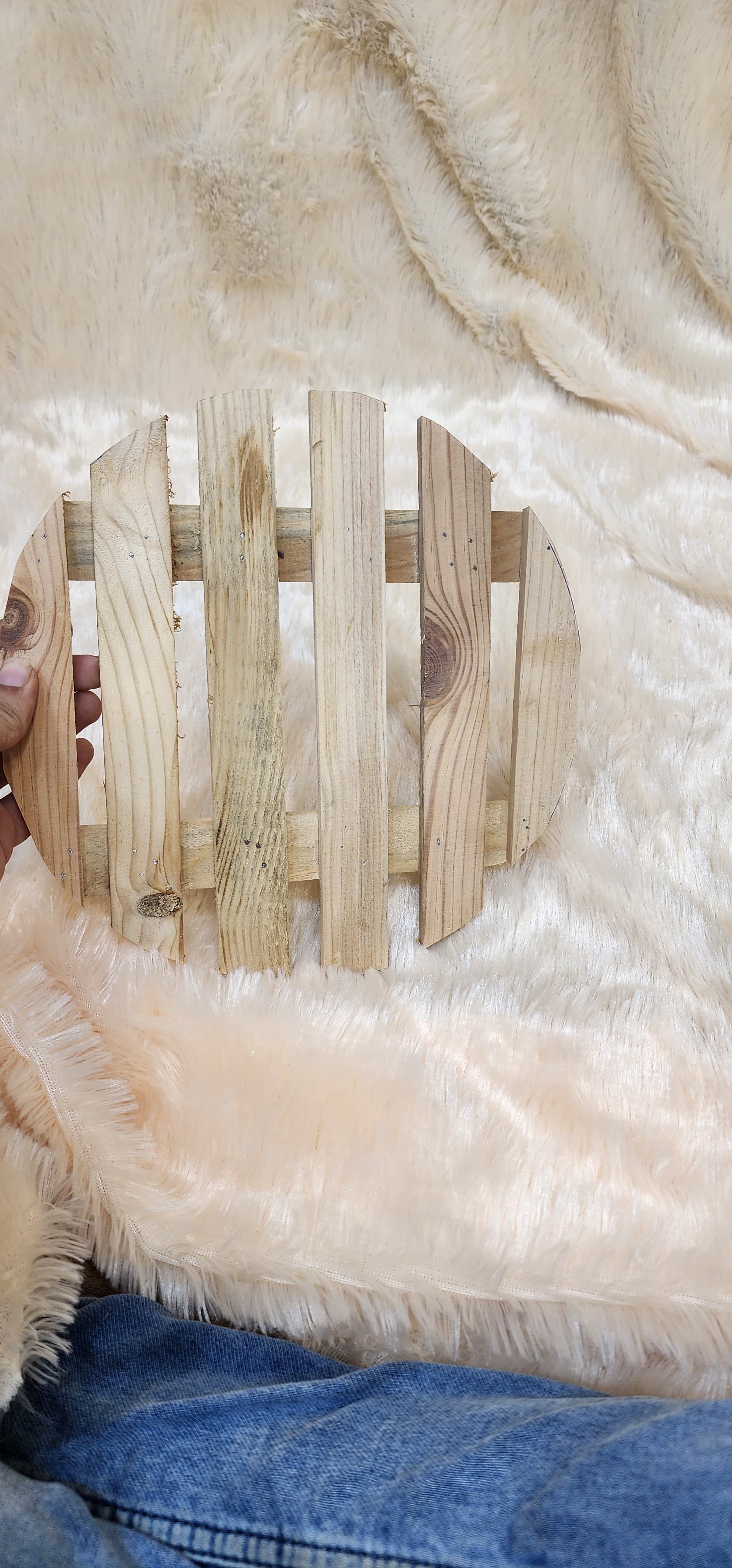 Circular wooden tray