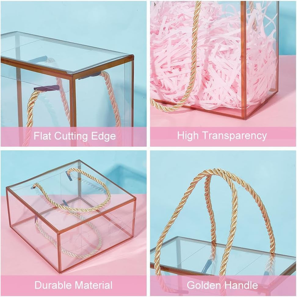 Pvc Rectangle transparent box with golden boarder