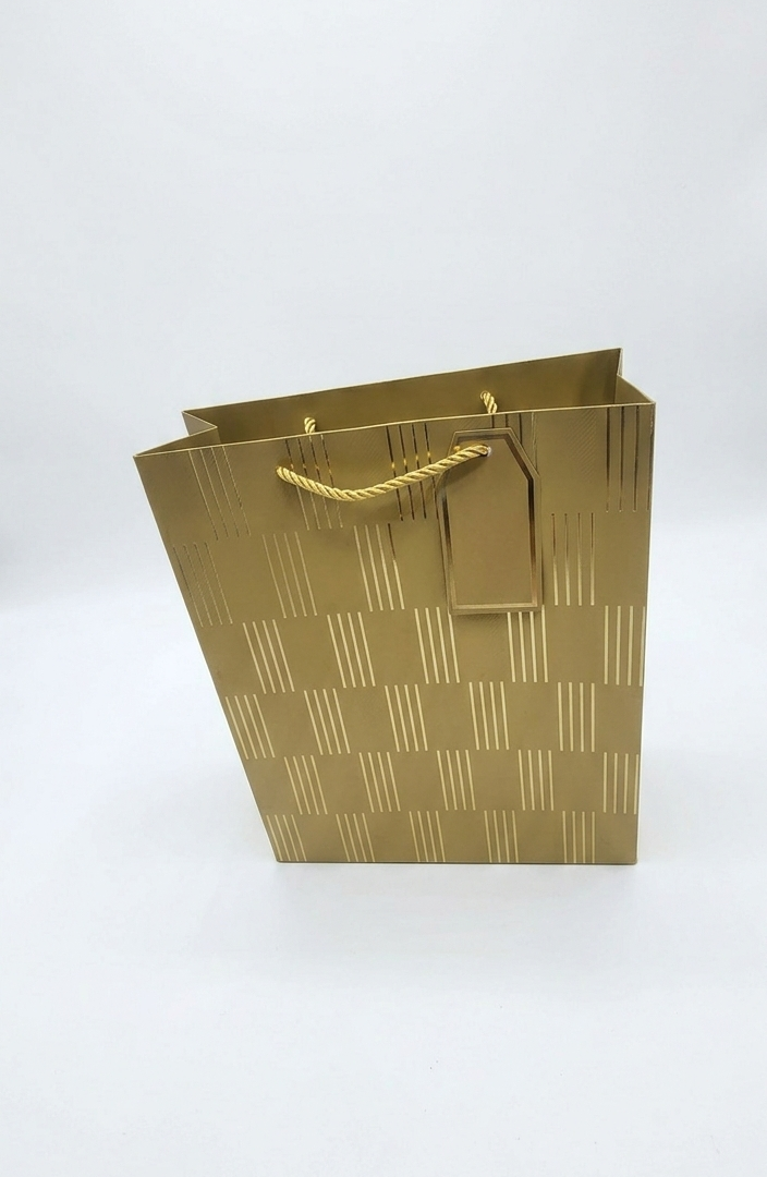 Medium size Luxury Gold Striped Embossed Paper Gift Bags - 4 Color Assortment