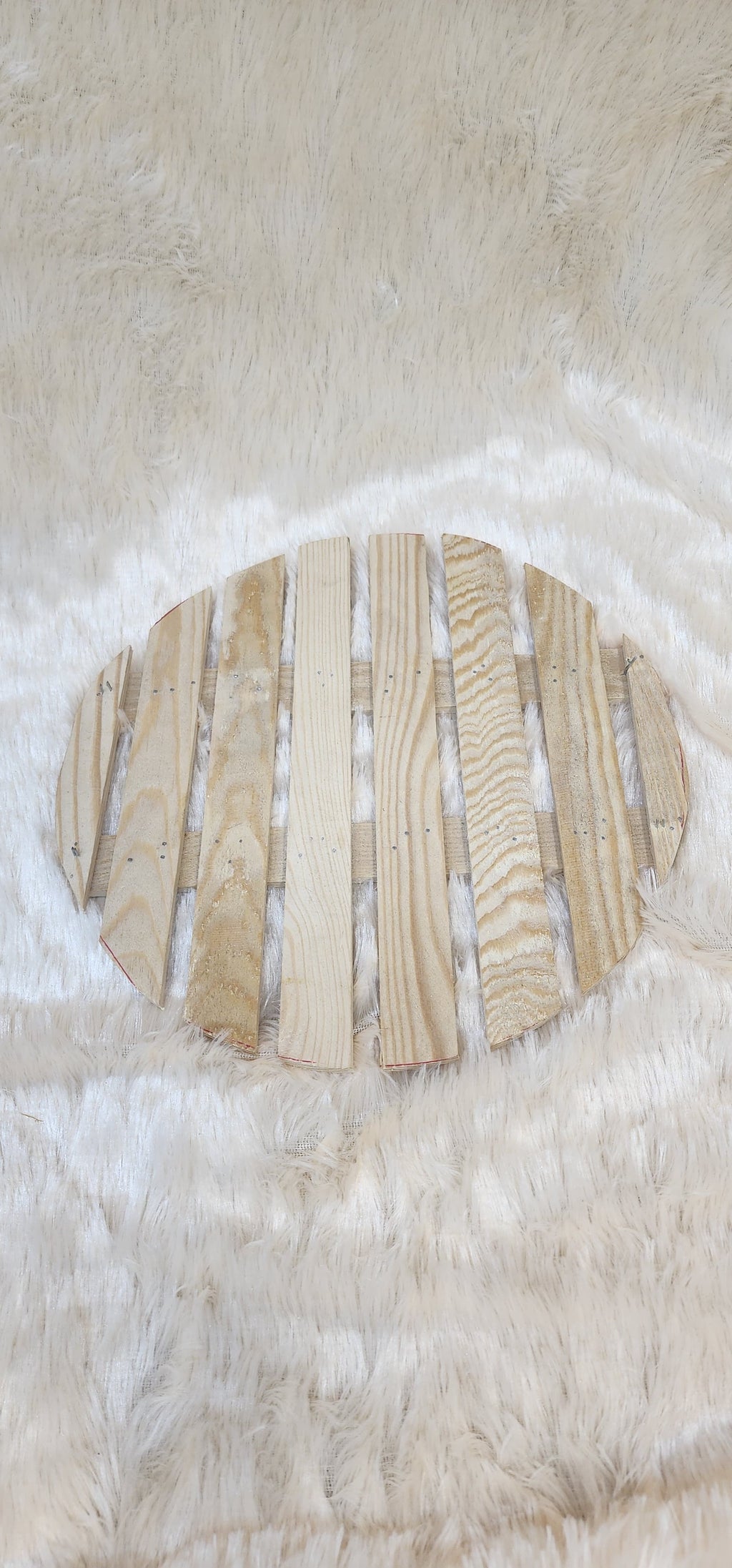 Circular wooden tray