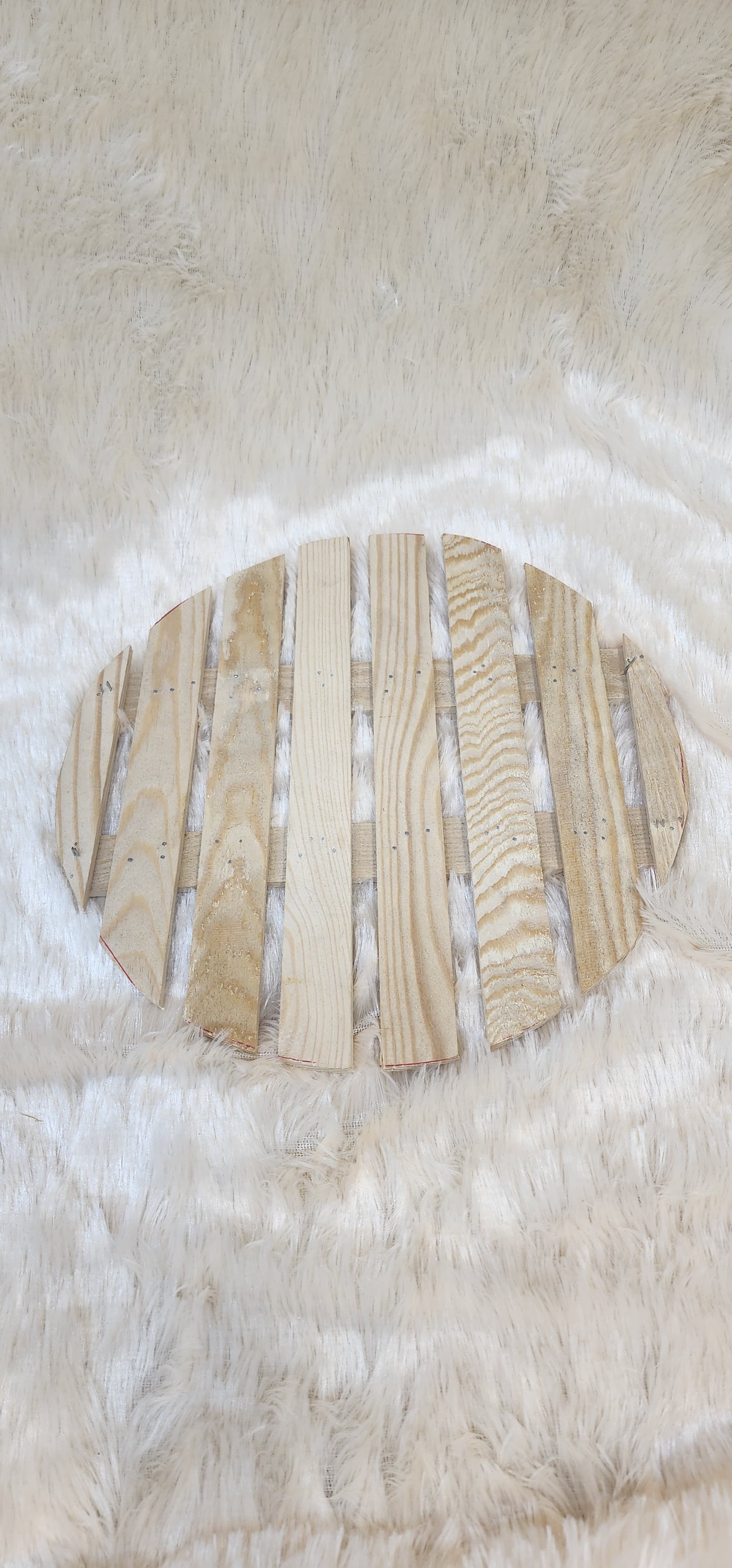 Circular wooden tray