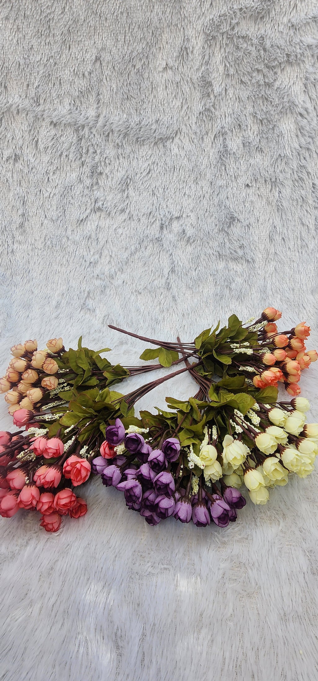 Small Faux Rose Bud Silk Flower Bunch (Available in 5 Colors)