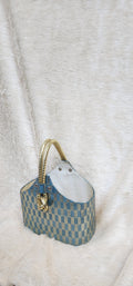 Wooden gift hamper basket with a braided handle