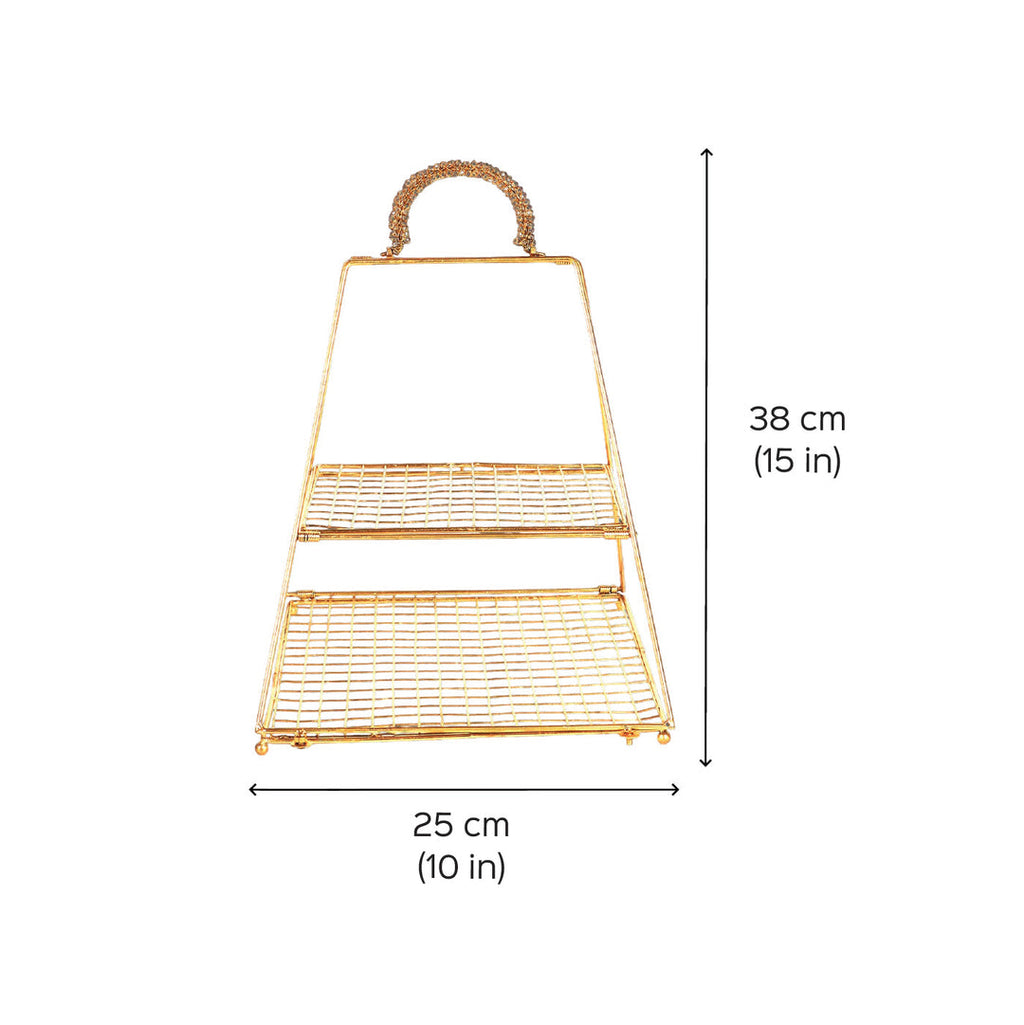 two-tiered, triangular-shaped basket
