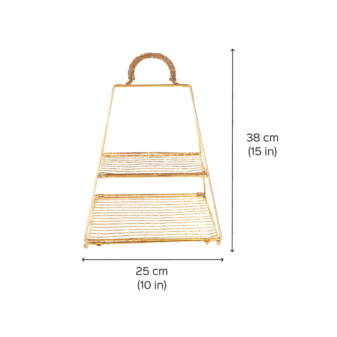 two-tiered, triangular-shaped basket