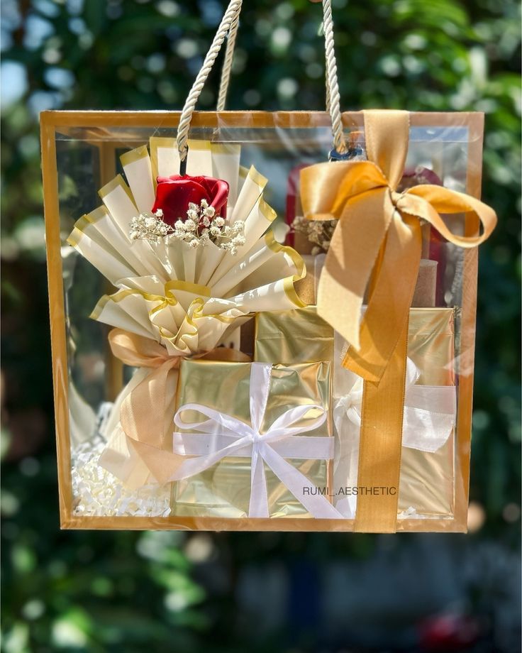 Pvc square transparent hamper box with golden boarder