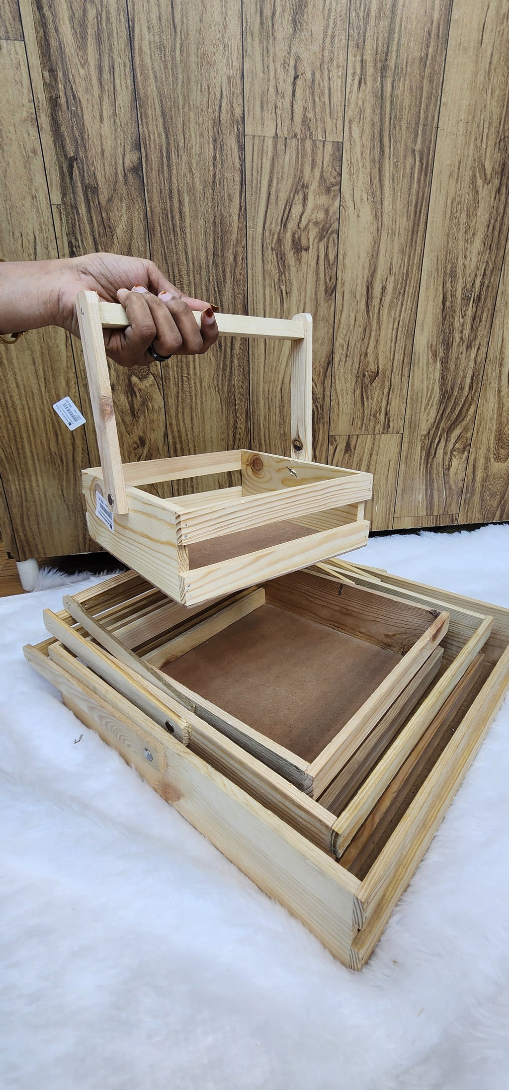 Wooden hanging basket