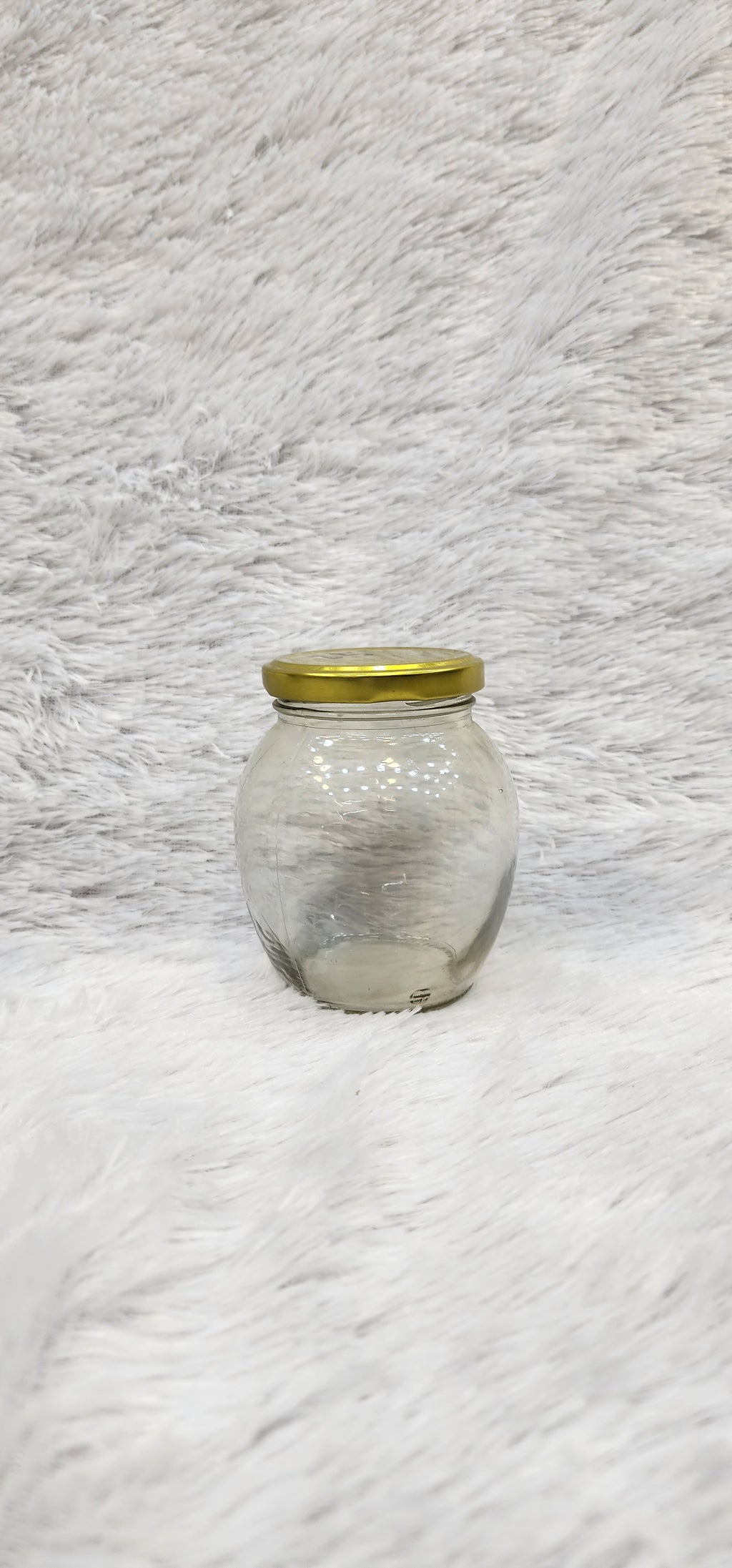 "Clear Glass dry-fruits & Food Storage Jars with Airtight Gold Metal Lids"