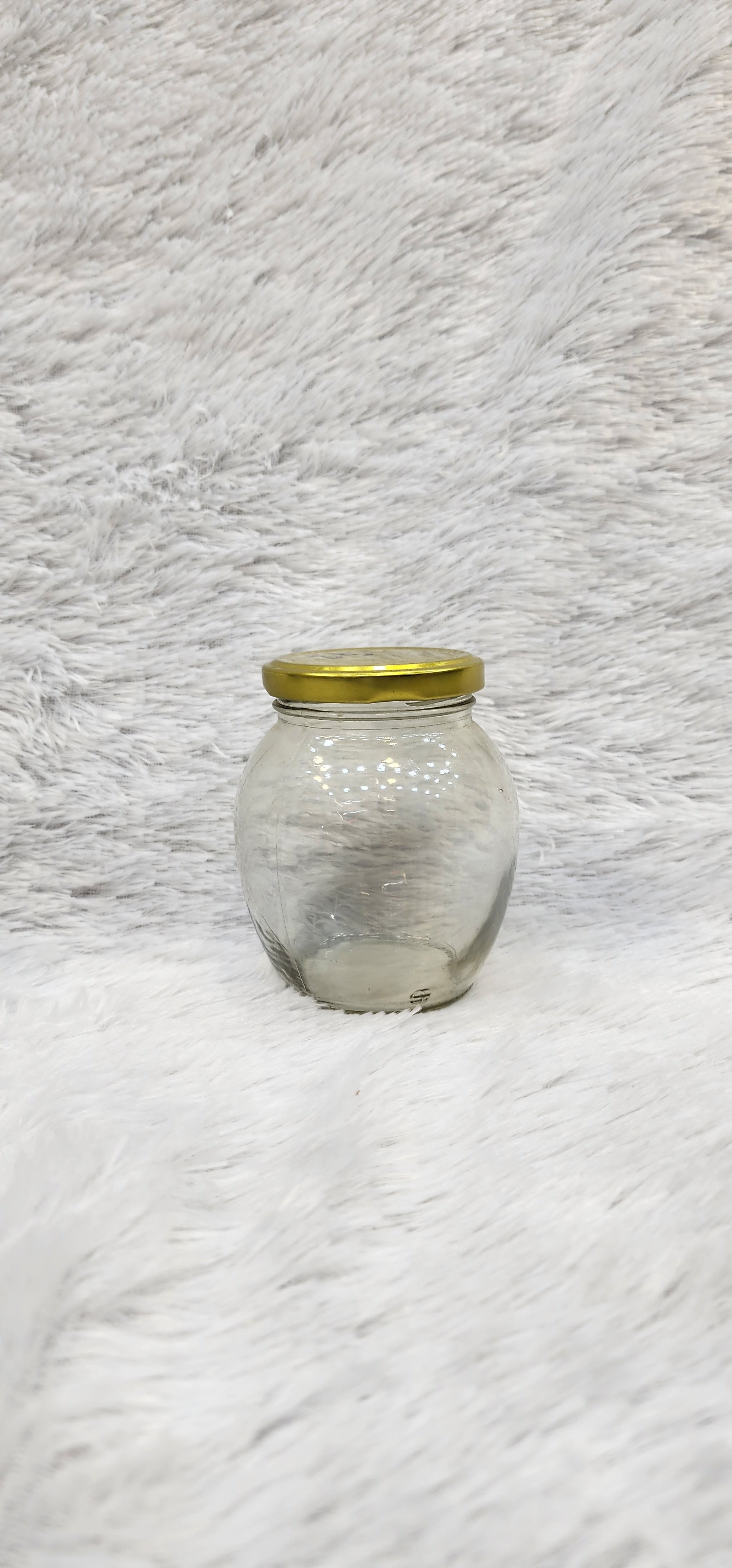 "Clear Glass dry-fruits & Food Storage Jars with Airtight Gold Metal Lids"