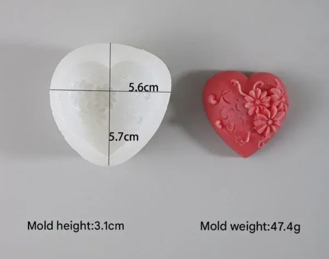 3D Heart Soap & Candle Handmade Mould