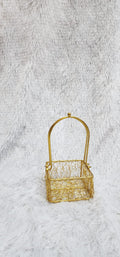 Golden Metal Wire Basket With  Handle.