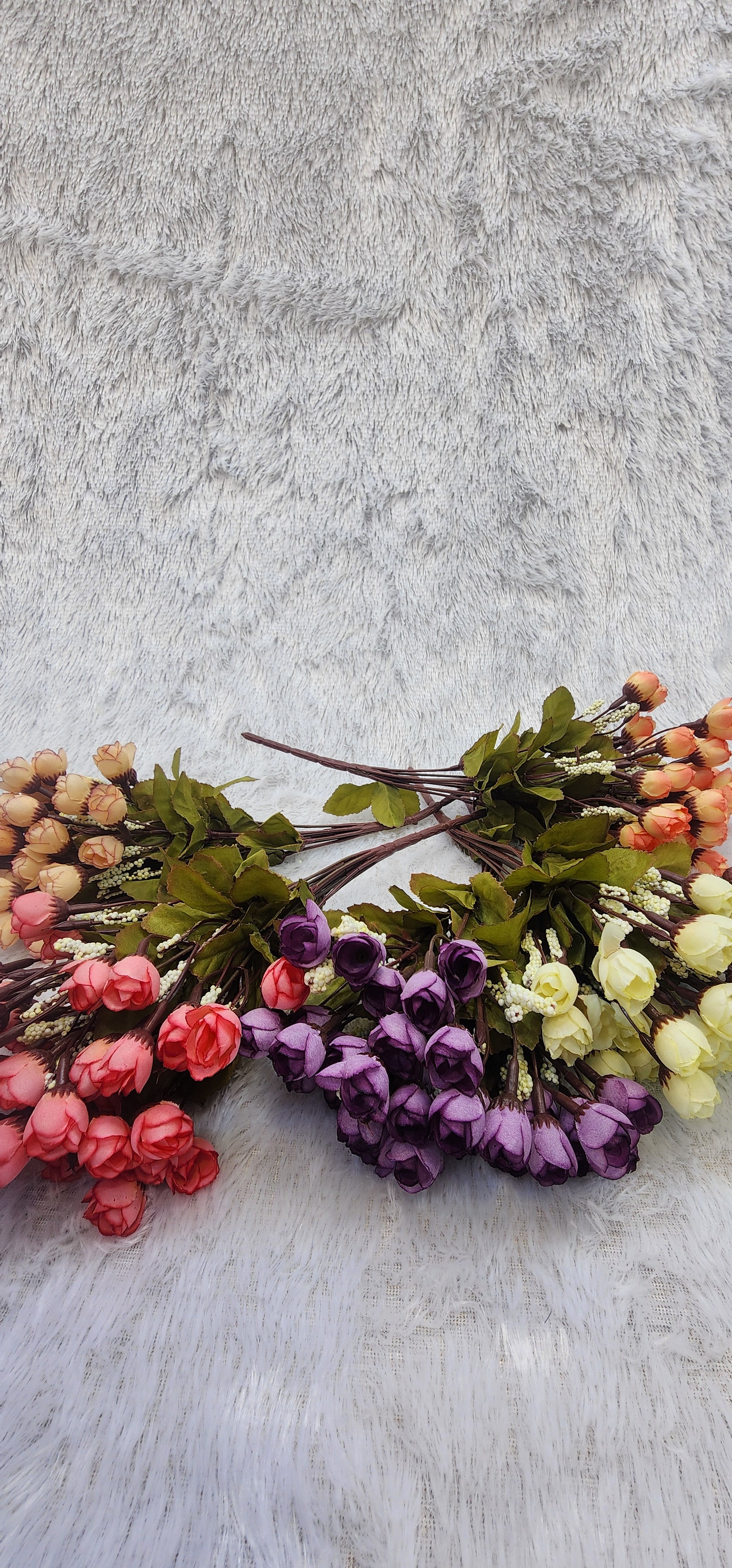 Small Faux Rose Bud Silk Flower Bunch (Available in 5 Colors)