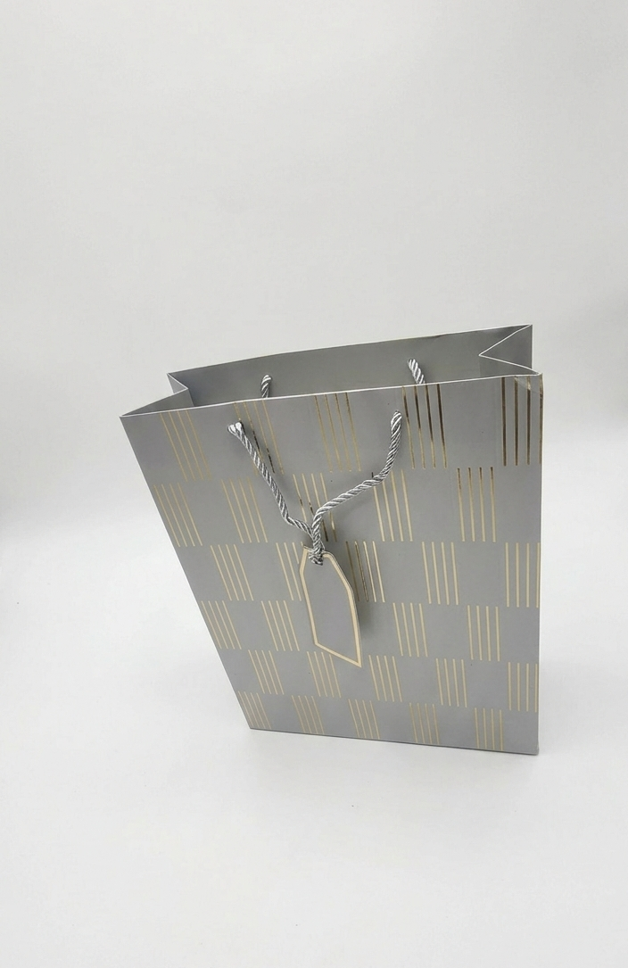 Medium size Luxury Gold Striped Embossed Paper Gift Bags - 4 Color Assortment