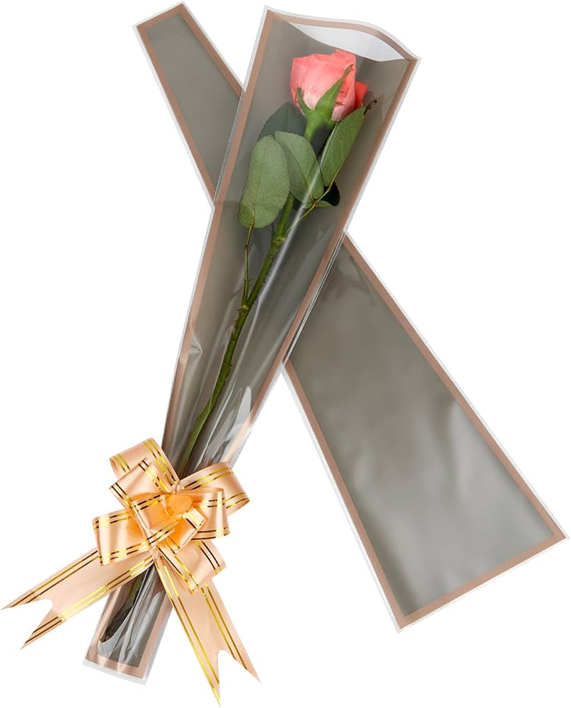 Flower wrapping bag clear rose floral bouquet paper