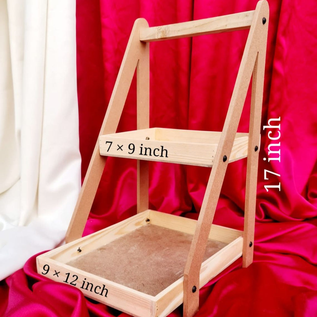 2 tier wooden tray