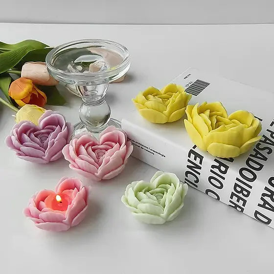 Small 3D Flower Heart Candle Handmade Mould