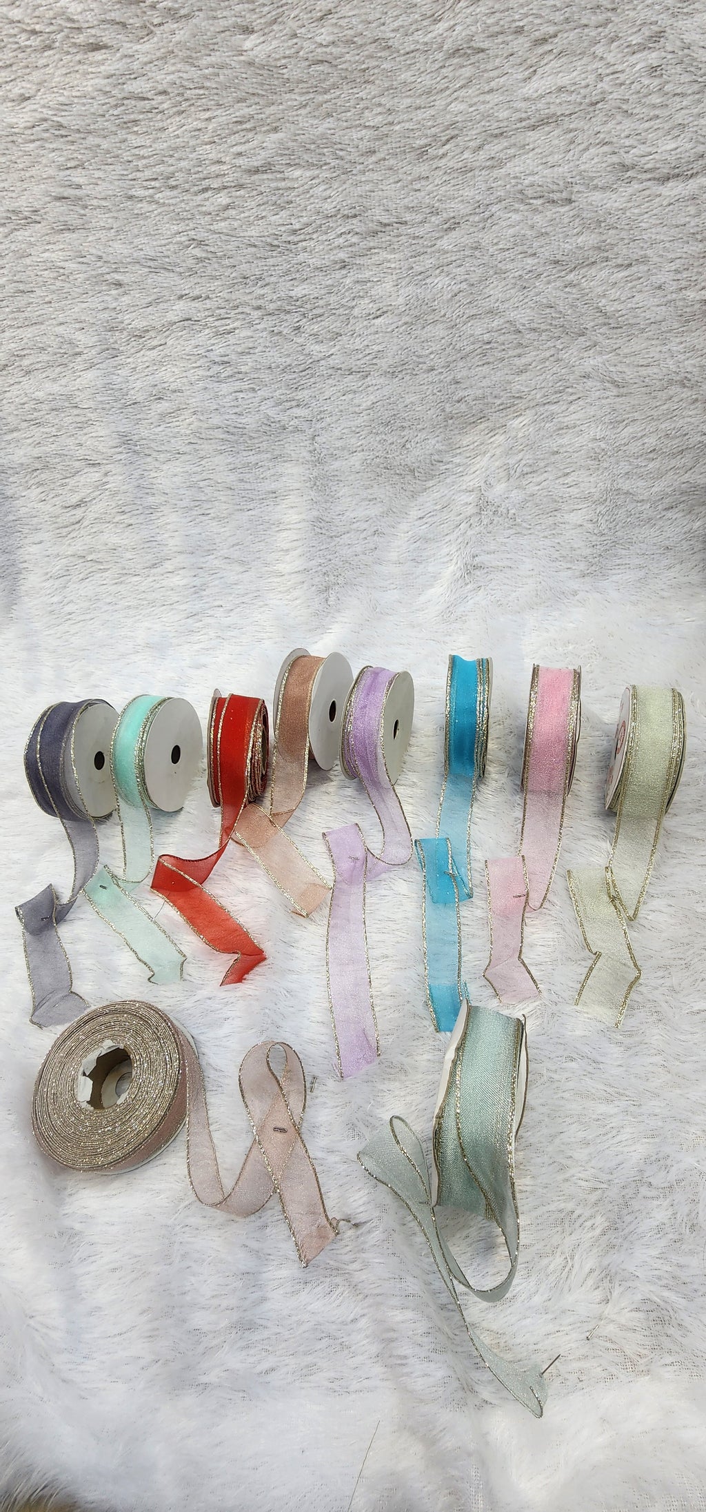 Organza Ribbon with Gold Metallic Border