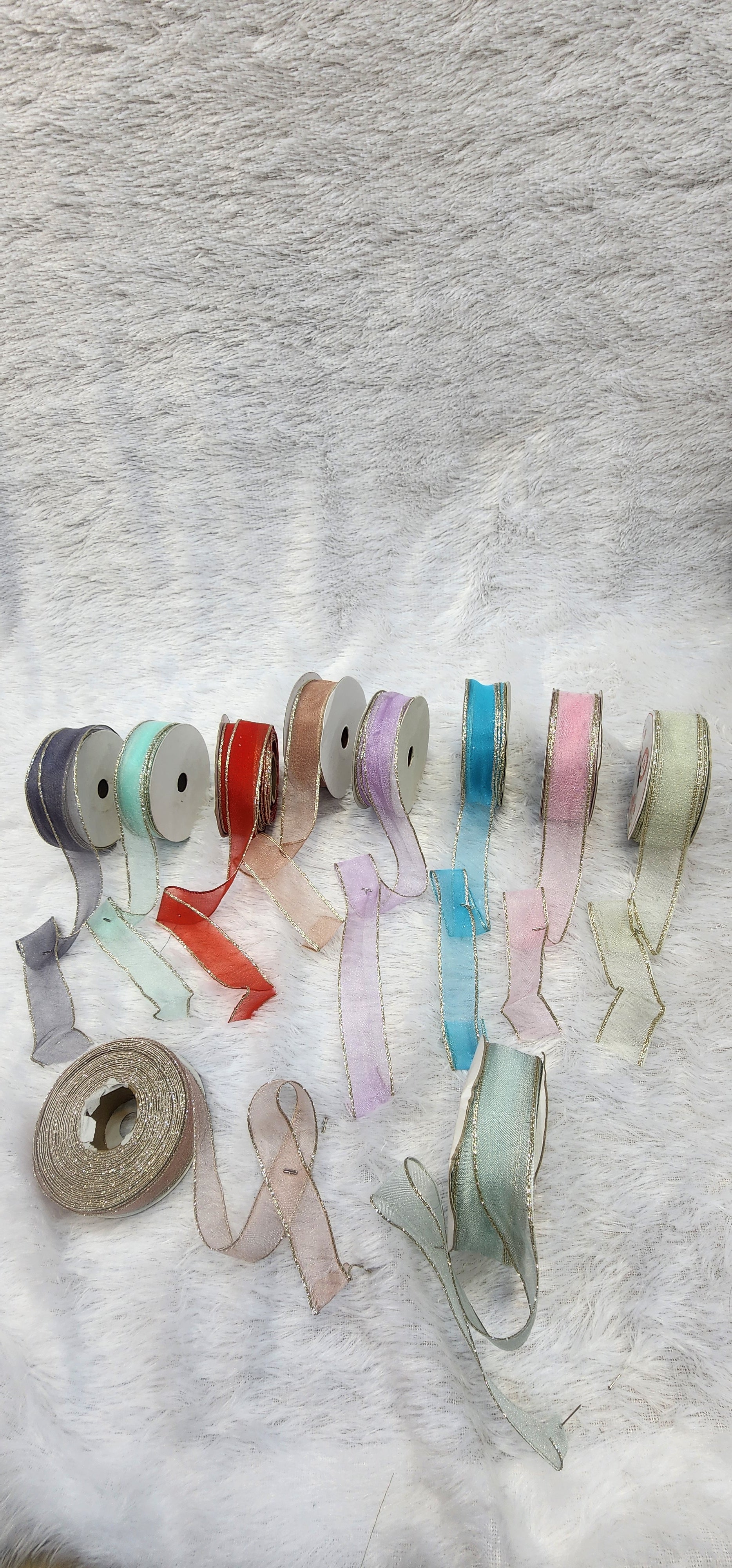 Organza Ribbon with Gold Metallic Border