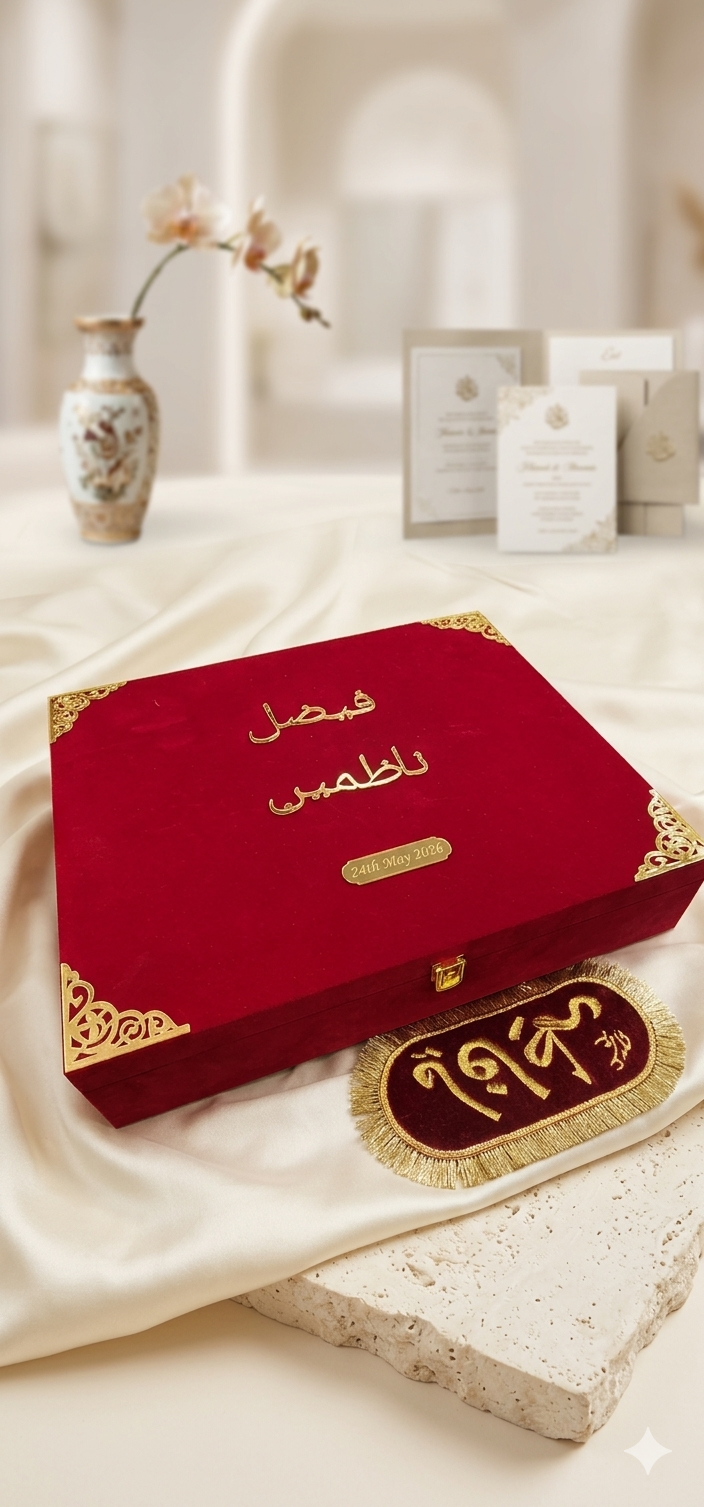 Personalised | customised nikah dupatta , file , pain , box....