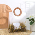 Round brown leather handle translucent Bag