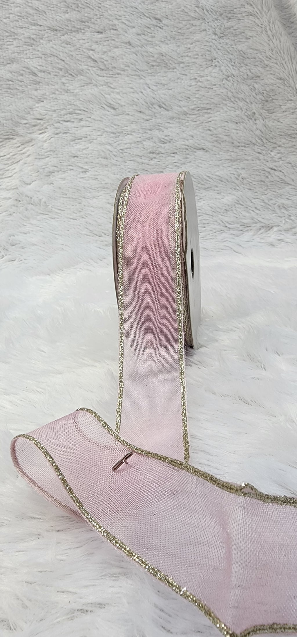 Organza Ribbon with Gold Metallic Border