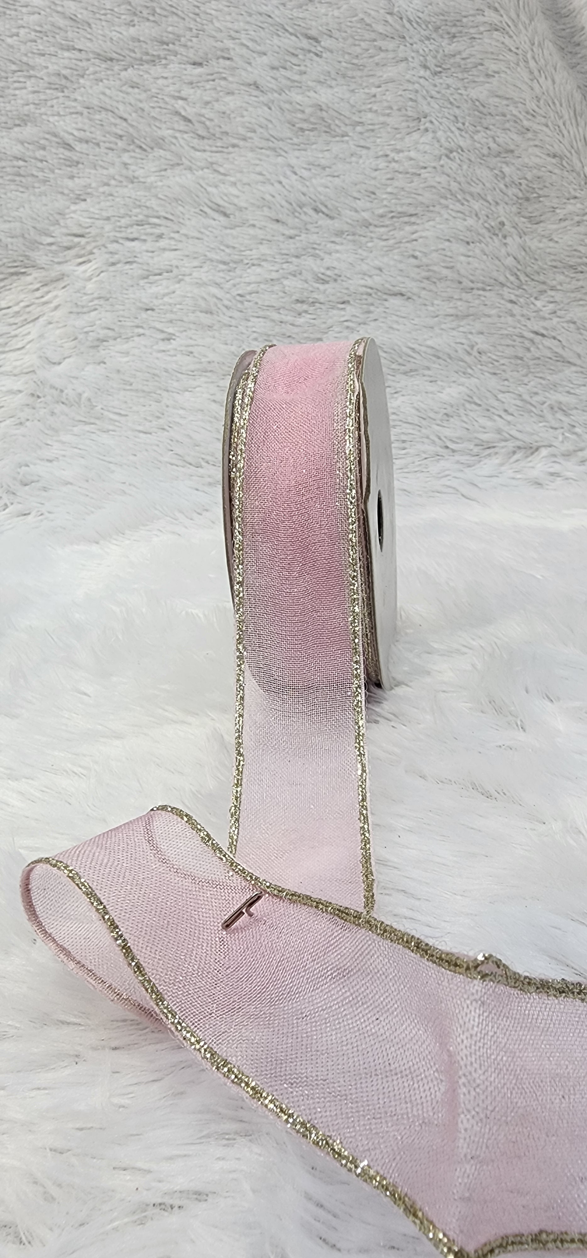 Organza Ribbon with Gold Metallic Border