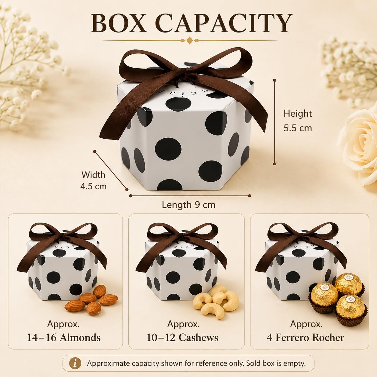 Hexagon Paper Gift Box with Ribbon, Gift Packaging Box for Wedding Return Gifts, Birthday Favours, Chocolate, Dry Fruit, Jewellery, Cosmetics, Baby Shower & Festive Hamper Packing