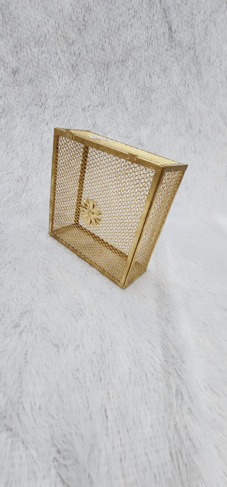 Golden Iron Square Gift Box or Hamper Basket.