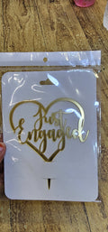 Just engaged heart shape topper