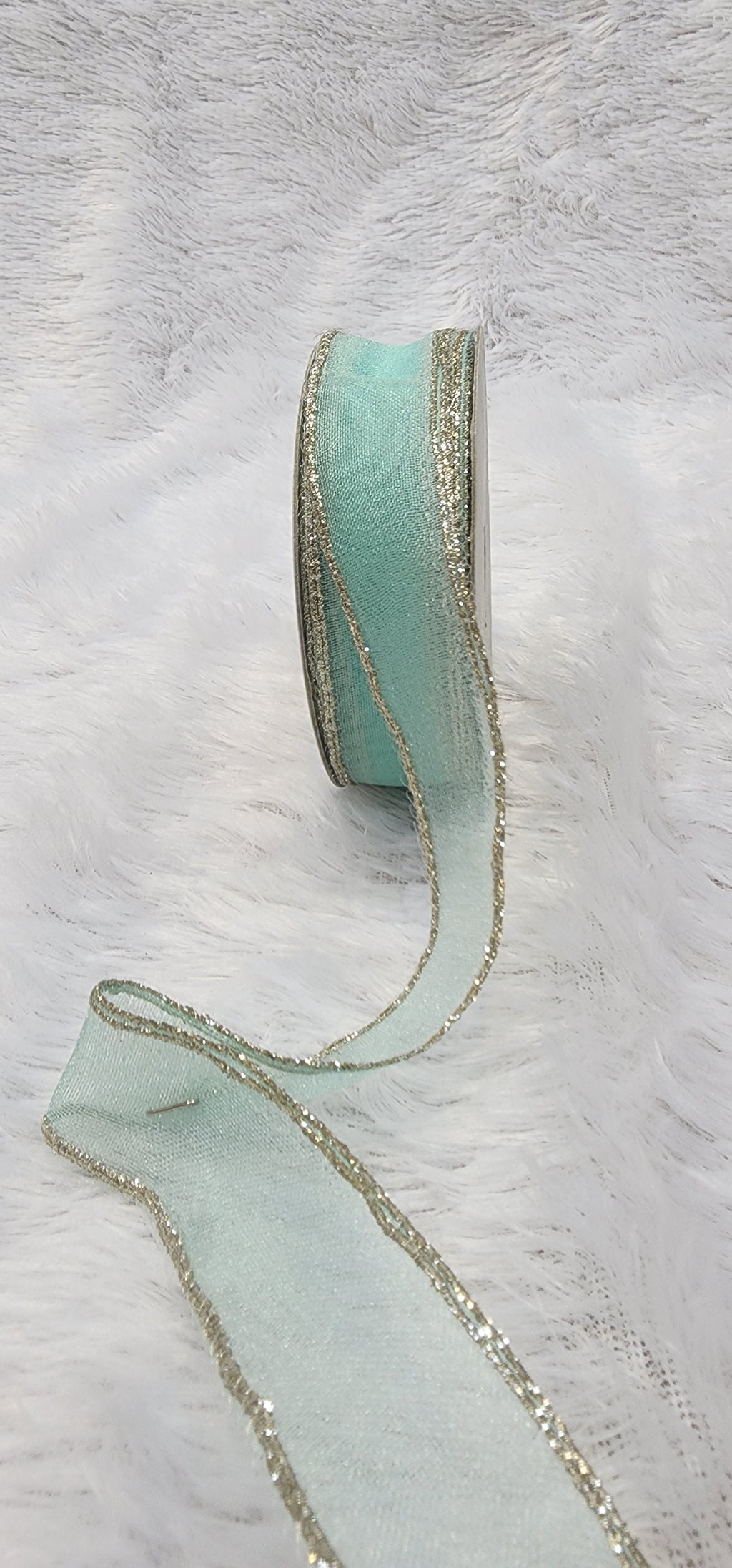 Organza Ribbon with Gold Metallic Border