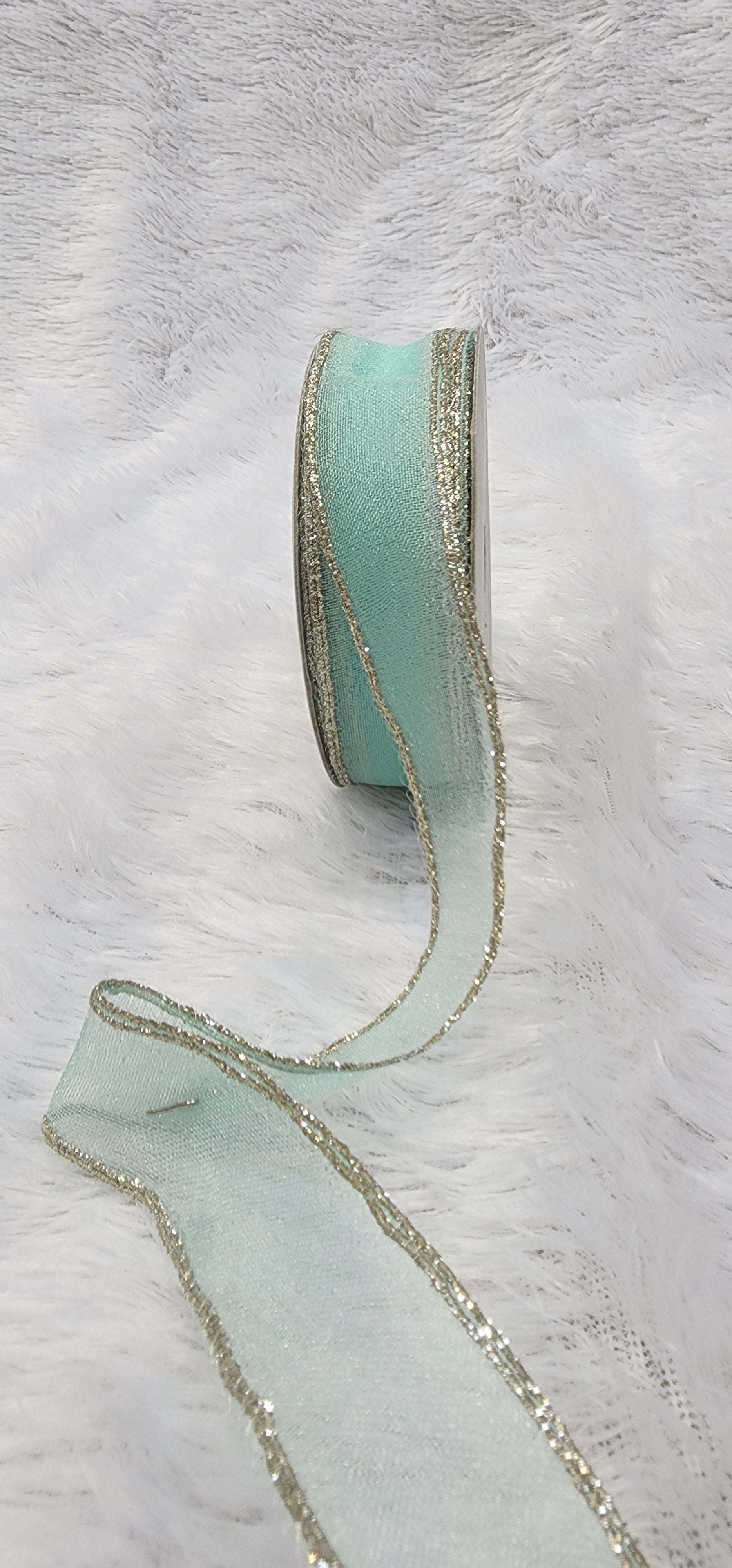 Organza Ribbon with Gold Metallic Border