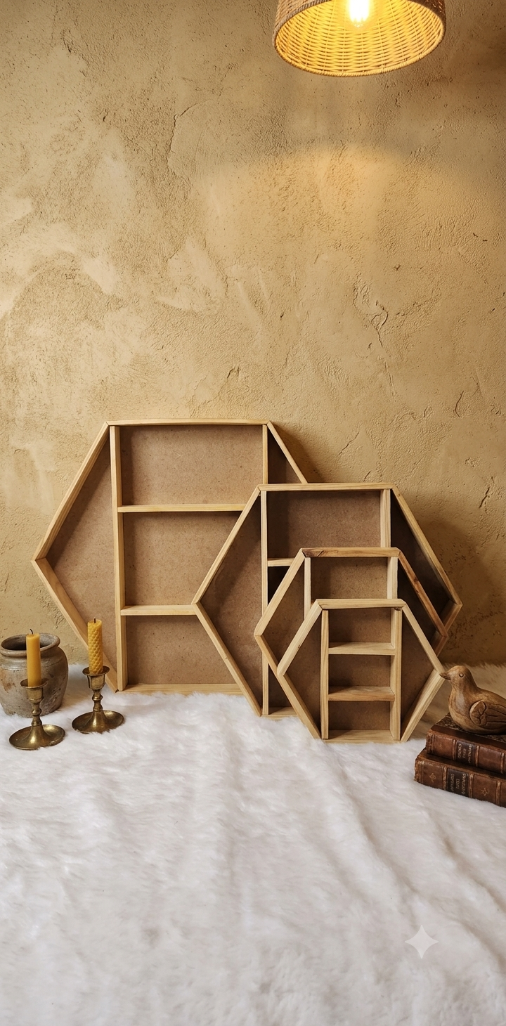 Wooden Hexagon Section Tray | Dry Fruit Tray | Gift Packing Tray | 5 Sections