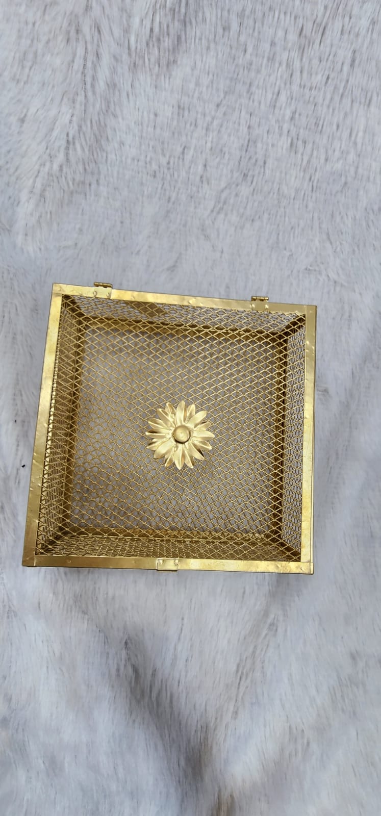 Golden Iron Square Gift Box or Hamper Basket.