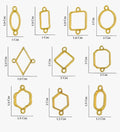 Golden Metal Open Bezel Frames – Resin Pendant Connectors (Assorted Shapes)