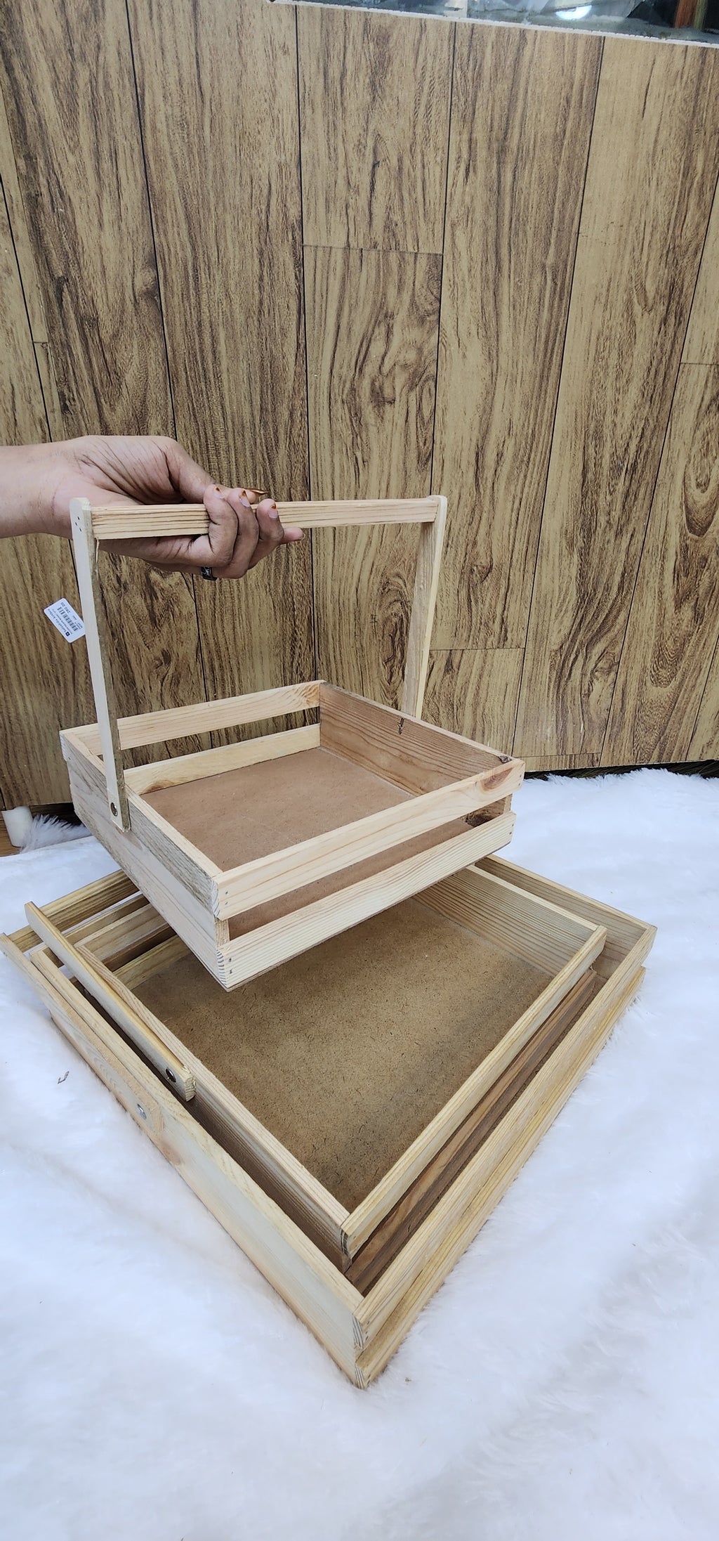 Wooden hanging basket