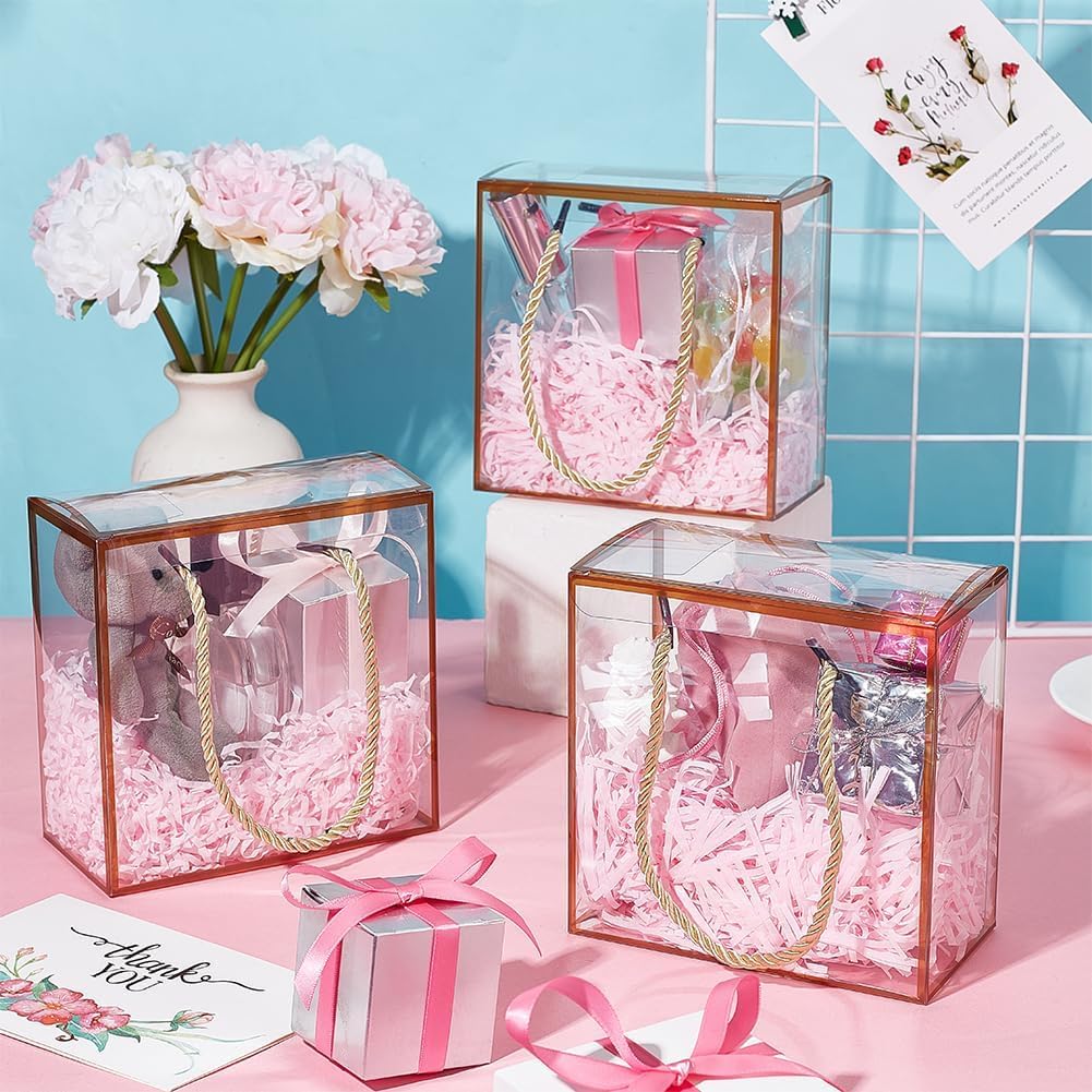 Pvc square transparent hamper box with golden boarder