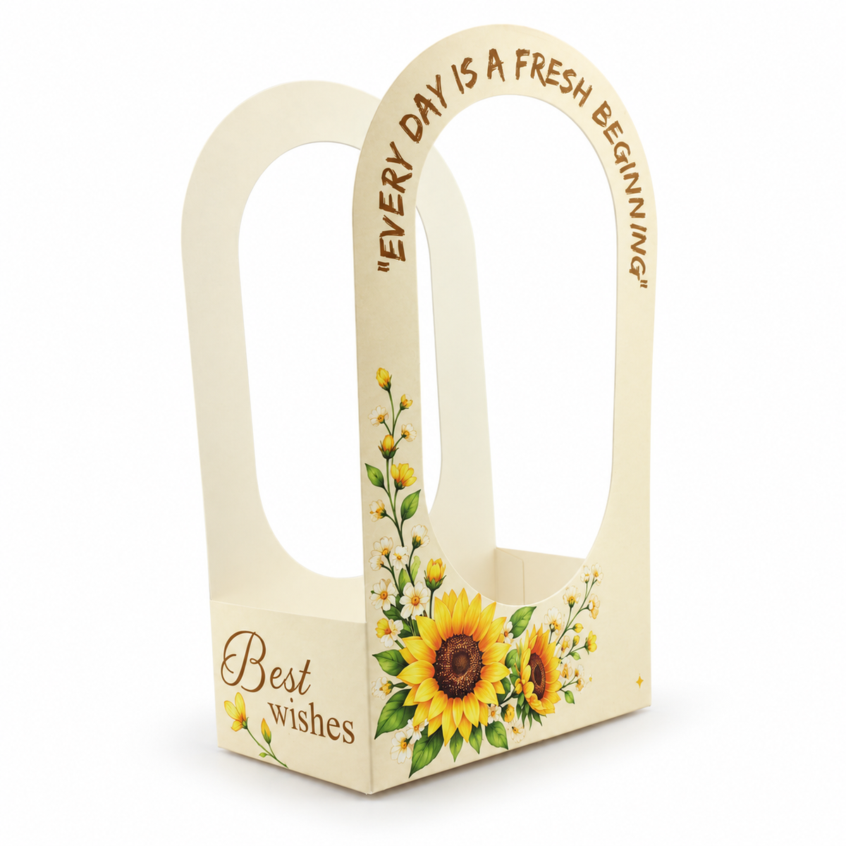 Every Day Is a Fresh Beginning” Sunflower Floral Gift Box with Window – Premium Gift Packaging Box