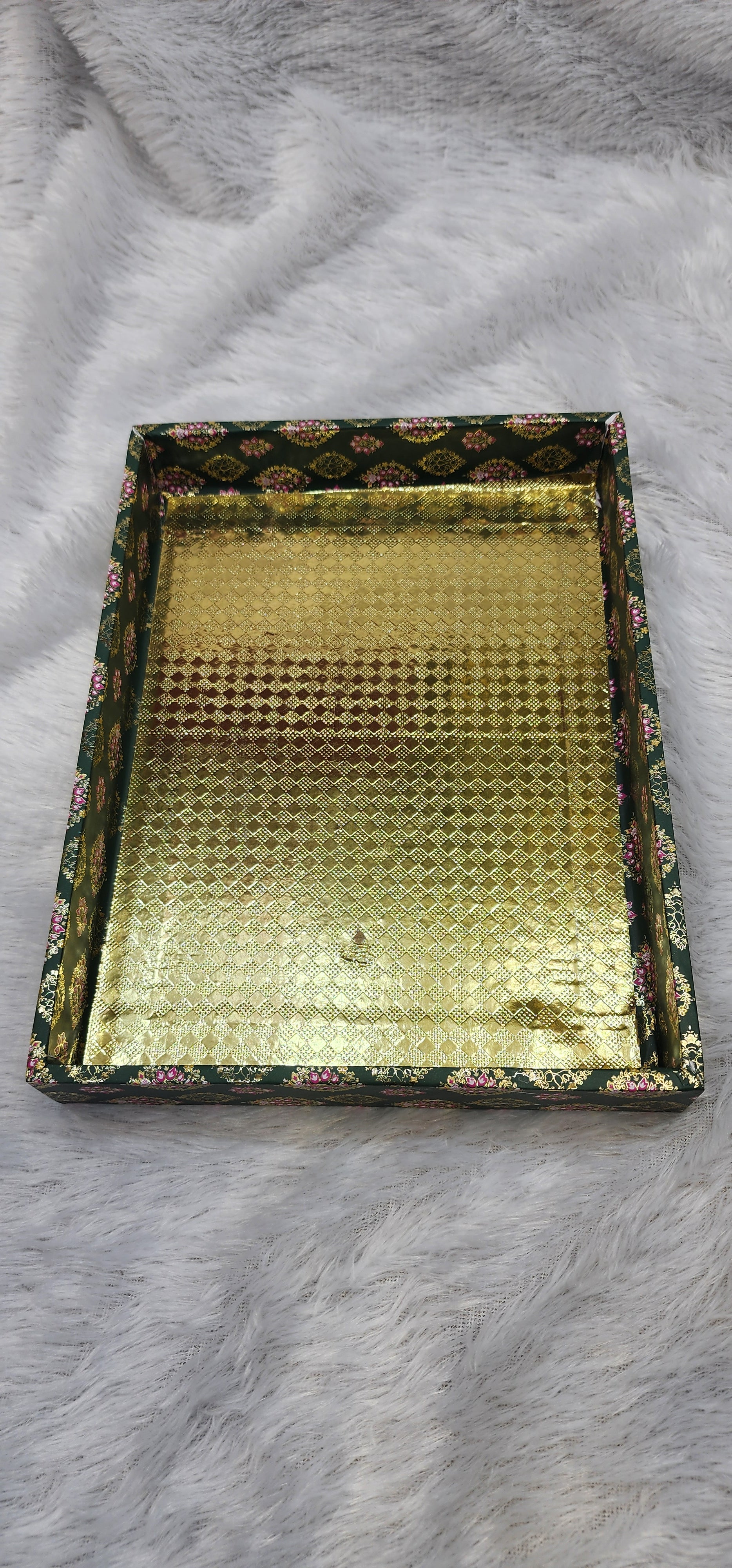 Floral Green & Gold Gift Trays Set of 6