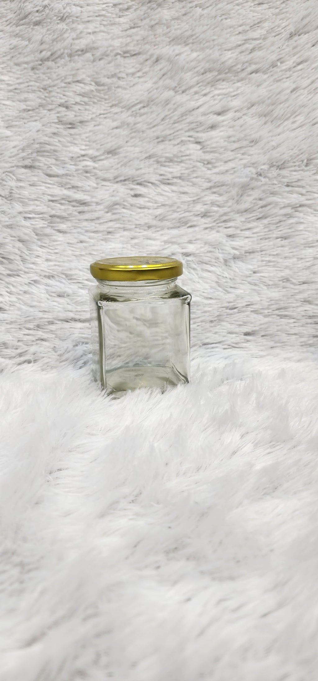 "Clear Glass dry-fruits & Food Storage Jars with Airtight Gold Metal Lids"