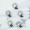 5Pcs Heart With Butterfly Charm Bezels With Black Enamel.