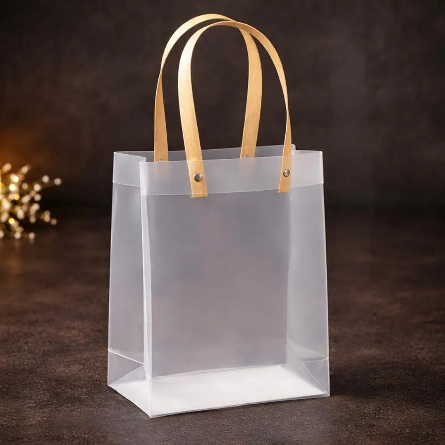 Transparent Frosted PVC Carry Bag for Gifts & Hampers