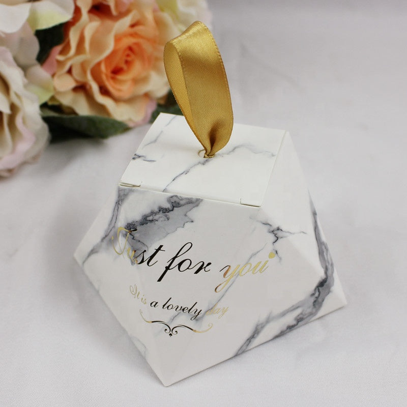 Wedding fancy candy chocolate packaging boxes foldable marble gift box