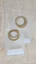 Round Beige Leather handle translucent Bag