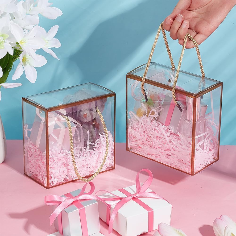 Pvc square transparent hamper box with golden boarder