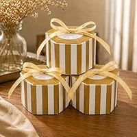 Hexagon Paper Gift Box with Ribbon, Gift Packaging Box for Wedding Return Gifts, Birthday Favours, Chocolate, Dry Fruit, Jewellery, Cosmetics, Baby Shower & Festive Hamper Packing