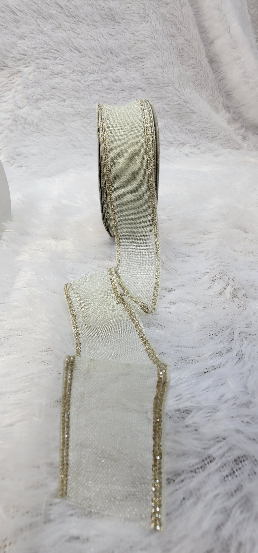 Organza Ribbon with Gold Metallic Border